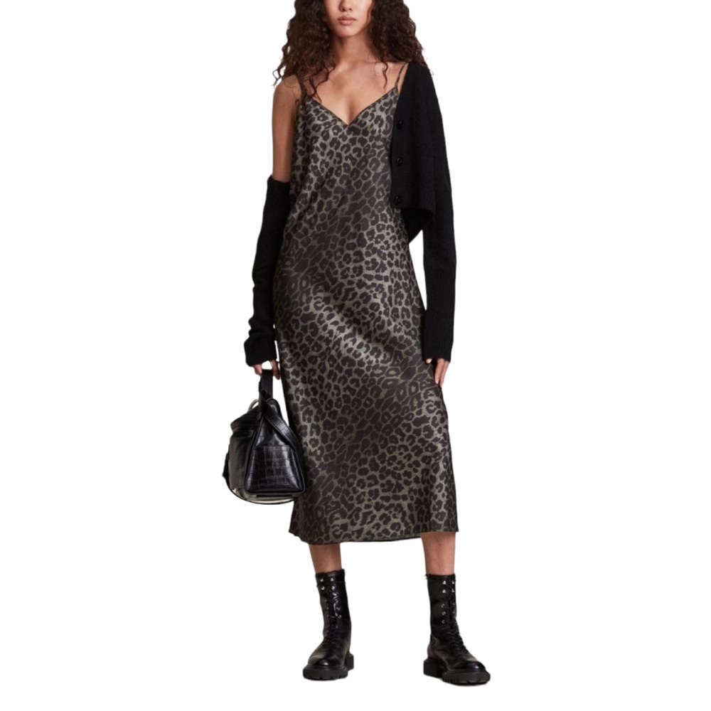 AllSaints Green Tierny Leppo Slip Dress